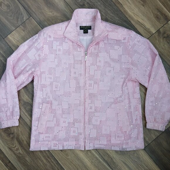 (EUC) Women's Sequin Light Jacket (Pink) - Picture 1 of 5